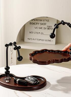 玄关钥匙首饰收纳摆件轻奢高档客厅桌面入户门口装饰中古风置物架