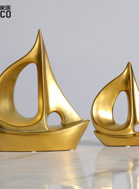 创意现代陶瓷金大象小摆件 家居客厅电视柜酒柜办公室桌面装饰品