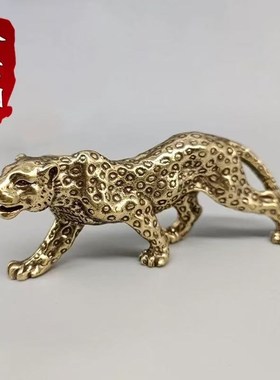 黄铜招财虎十二生肖摆q件桌面礼品手把玩件家居装饰收藏生肖虎摆