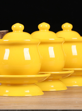 陶瓷供水杯堂前供杯纯黄家用室内招财茶杯酒杯供水杯贡品摆件用品