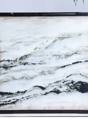 玄同 黑檀紫光檀大理石九宫格托盘水果点心托盘创意中式茶托盘