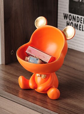 钥匙收纳熊摆件托盘茶几客厅进门玄关电视柜家居酒柜装饰乔迁礼品