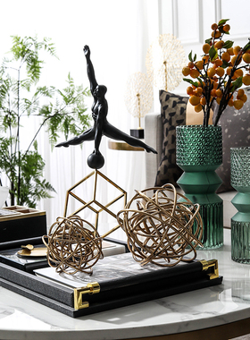 样板房别墅软装饰品客厅大理石烟灰缸金属相框收纳香味家居摆设件