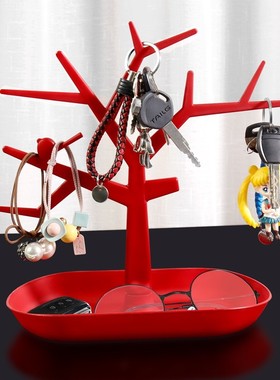 进门钥匙收纳盒可挂桌面置物架门口装放的收纳盒摆件装饰两用