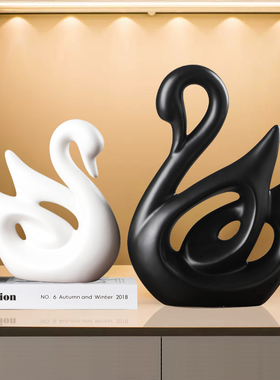 简约北欧天鹅摆件酒柜电视柜玄关柜装饰品家居客厅桌面陶瓷工艺品