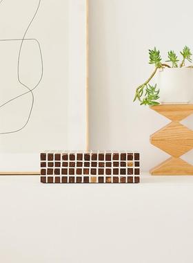 北欧简约牛骨拼接首饰盒托盘卧室梳妆台衣帽间高档奢华格子收纳盒