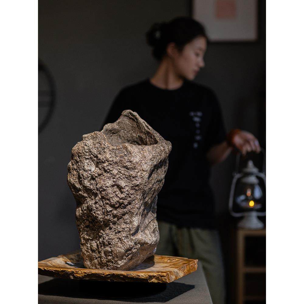 Wabi-Sabi风格彷石花瓶饰品创意水泥花筒装饰艺术覆古禅意绿色植,淘宝优惠券,粉丝福利购,淘宝优惠卷