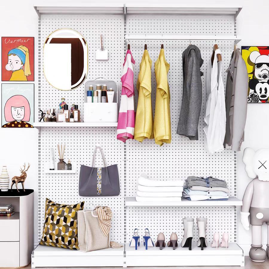 Open hole board simple wardrobe hardware girl Internet celebrity cloakroom home bedroom metal shelf storage rack