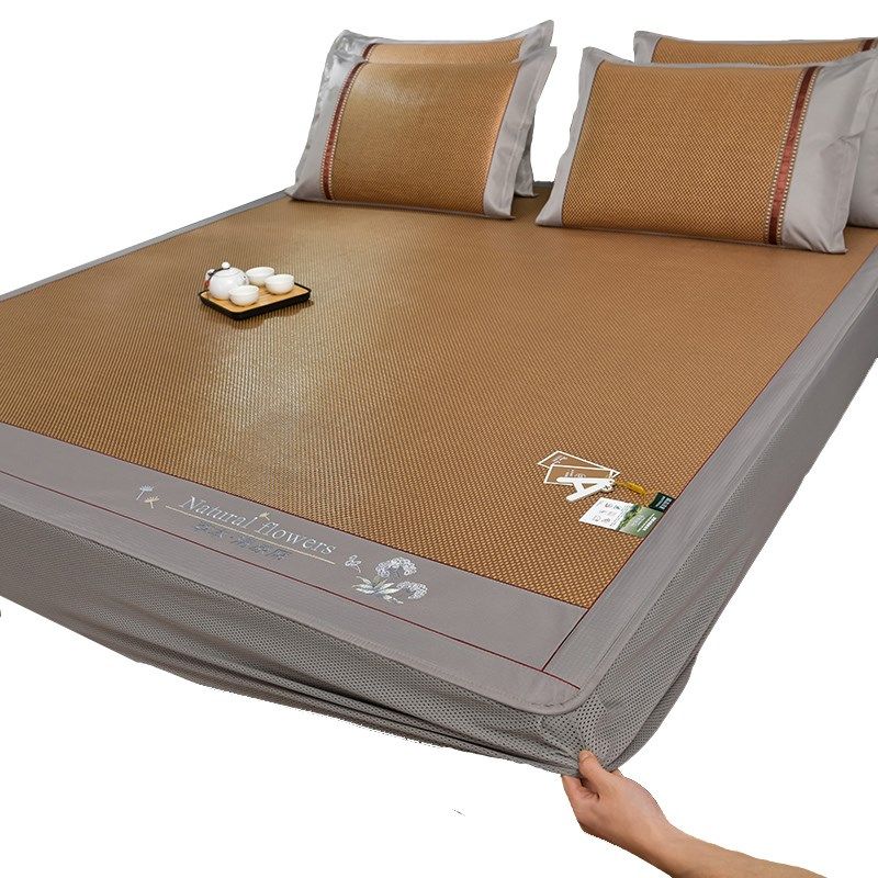 冰丝席床笠款凉席三件套夏季丝滑裸睡空调软席子单双人全包冰藤席,淘宝优惠券,粉丝福利购,淘宝优惠卷