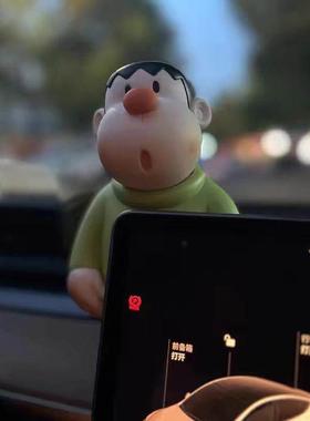 可爱创意胖虎汽车摆件车内中控仪表台面车载装饰公仔玩偶2025新款