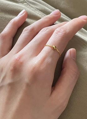 福利回馈款~纯手工制作一颗转运好运小金珠不掉色T戒指18K包金潮