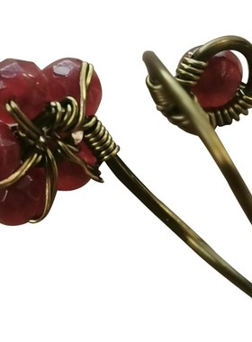 手工汉服复古风森女梅花切面珠红玛瑙F清新宫廷气质开口调节戒指