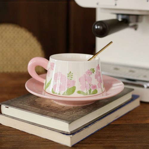 北欧复古下午茶咖啡杯碟套装办公室小众高级感家用拿铁杯牛奶杯 - 图2