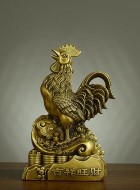 铜公鸡摆件纯铜福鸡安宅工艺品家居装饰品办公室桌面生肖金鸡摆设