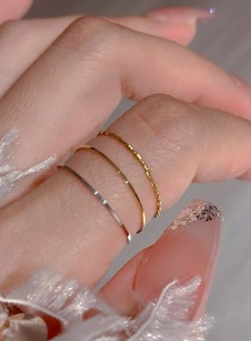 SIYUE/定制 不掉色极细0.5mm素圈戒指百搭叠戴日常缠绕食指戒