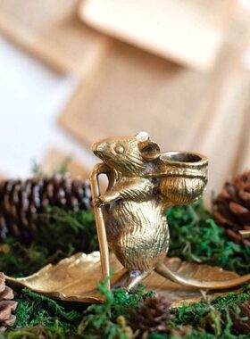 做旧蜡烛JK桌面摆件烛台划船铜进口 老鼠小空间慕制复古黄铜印度