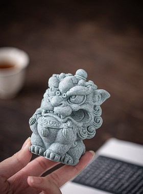 青砂瑞兽笔架石狮麒麟金蟾貔貅文房笔搁镇纸尺创意书房摆件装饰品