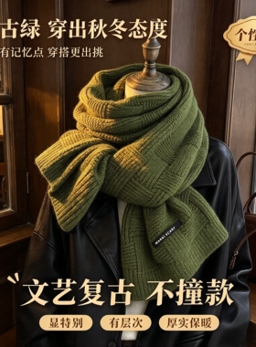 冬季小香风格子毛线针织保暖围巾