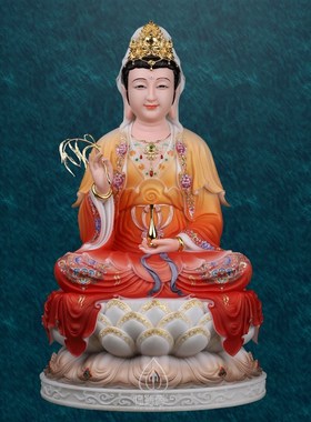 汉白玉观世音菩萨佛像台湾坐莲观音菩萨像南海大慈大悲观自在菩萨