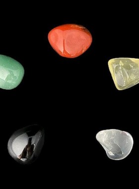 聚宝盆五色石五行石天然原石金木水火土一套五彩碎石办公室装摆件