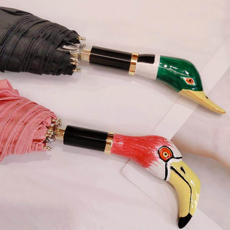 轻奢创意画彩动物头手柄三折伞设计款可爱雨伞女提花布晴雨两用伞,淘宝优惠券,粉丝福利购,淘宝优惠卷