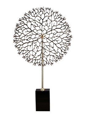 轻奢家居饰品创意艺术铜艺摆件黑水晶珊瑚摆设客厅玄关摆设工艺品