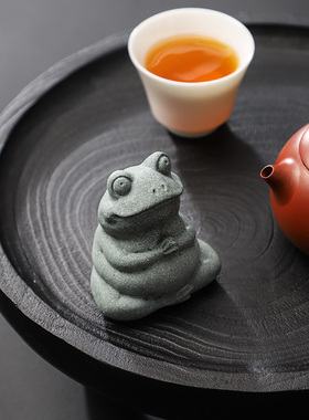 创意青砂石小青蛙动物茶宠装饰摆件庭院阳台微景观鱼缸造景工艺品