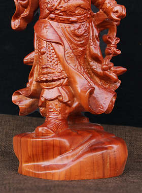 桃木关公木雕神像摆件木质汽车内桌面客厅供奉用品做生意