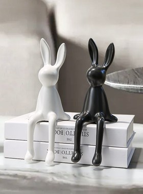 陶瓷坐姿兔子酒柜摆件客厅t家居饰品玄关电视柜书柜现代轻奢高级