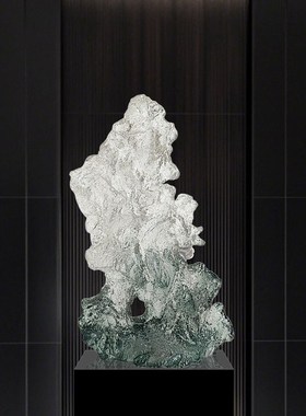 抽象太湖石摆件酒店大堂别v墅玄关透明树脂落地雕塑软装饰工艺术