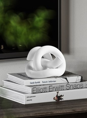 现代几何管形摆件陶瓷简约黑白家居抽象艺术客厅桌面酒店样板间