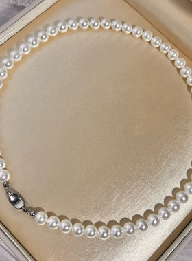 倪妮同款澳母贝珍珠项链女豌豆扣澳白色轻奢正圆强光颈链锁骨链女