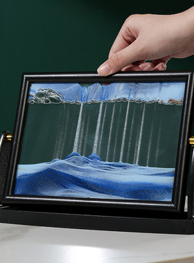 流沙画摆件创意3d带翻转艺术沙漏客厅书房酒柜电视柜家居装饰礼物