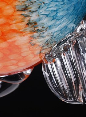 琉璃玻璃亲嘴鱼对嘴鱼摆件中w式轻奢招财工艺品家居样板房软装饰