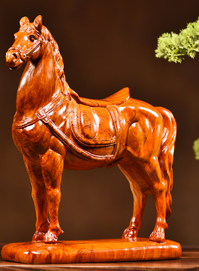 红花梨马到成功摆件家居客厅实木生肖马办公书房装饰乔Z迁开业礼