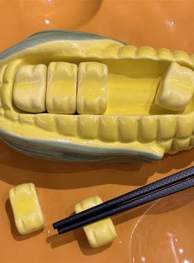 这个筷托好特别 可爱玉米筷子架创意陶瓷筷子架家居摆件