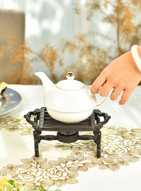 Sungmor茶道蜡烛加热温茶器 铸铁围炉煮茶炉暖茶器隔热保温架底座