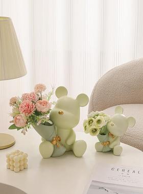 创意捧花暴力熊客厅摆件家居玄关电视柜桌面装饰品乔迁新居小礼物