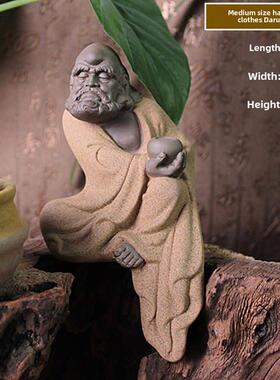 礼品陶瓷创意彩沙菩提达摩装饰禅宗中国风家居手工人物雕像装饰