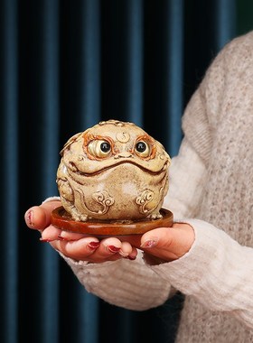 黄铜七星宝蟾摆件金蟾家居吉祥开业商务礼品办公桌书桌书架摆设