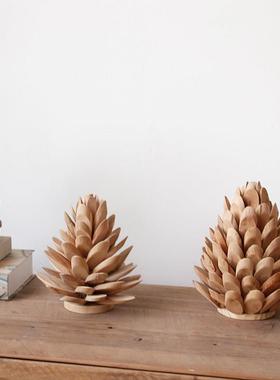 手工木质莲花创意摆件家居饰品客厅桌面房间布置装饰品摆设节日礼