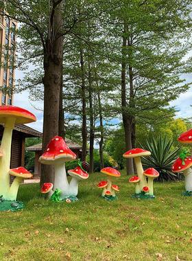 户外仿真蘑菇装饰小品花园林玻璃钢雕塑庭院幼儿园草坪地植物摆件