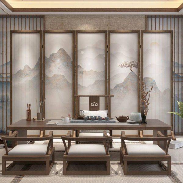 新中式屏风隔断客厅公室折叠移动玄关简约实木入户遮挡山水折屏,淘宝优惠券,粉丝福利购,淘宝优惠卷