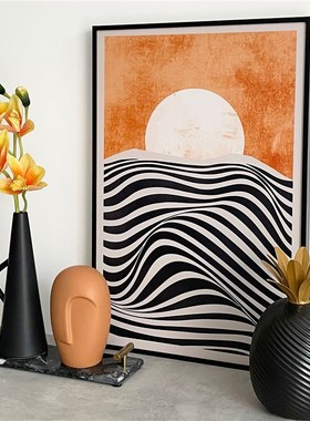 样板间软装饰品玄关桌面创意陶瓷家居摆件挂画仿真花托盘ZH3451