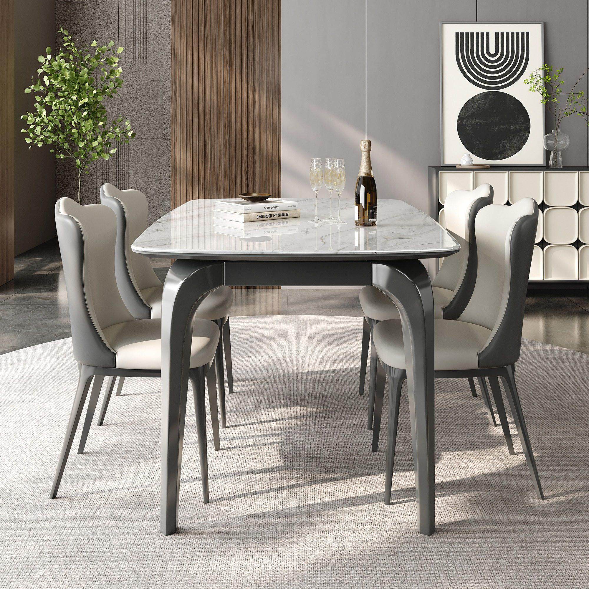 大理石餐桌圆桌可伸缩天然微晶石桌子方变圆折叠2025新款桌椅组合,淘宝优惠券,粉丝福利购,淘宝优惠卷