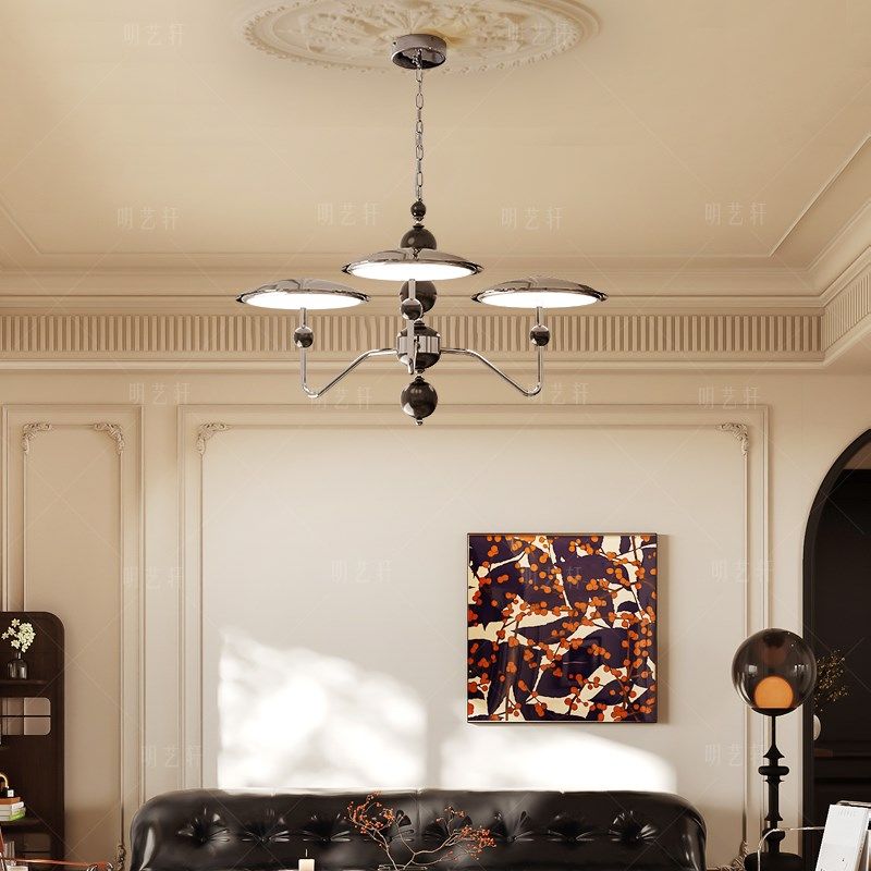 明艺轩铬色星轨飞碟吊灯法式中古餐厅吊灯2025年新款广东中山灯具,淘宝优惠券,粉丝福利购,淘宝优惠卷
