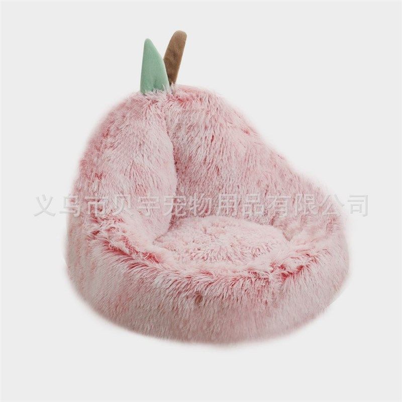 卡通渐变宠物窝长毛绒梨形靠背床猫咪狗狗垫子冬季保暖中小型犬,淘宝优惠券,粉丝福利购,淘宝优惠卷