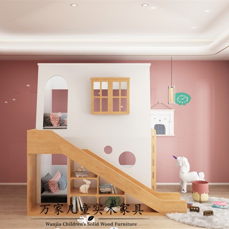 儿童树屋床双层床全实木上下高低铺带滑梯阁楼秘密基地母子公主床,淘宝优惠券,粉丝福利购,淘宝优惠卷