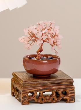 创意水晶树聚宝盆小摆件陶瓷底座客厅玄关电视柜办公室桌面装饰品