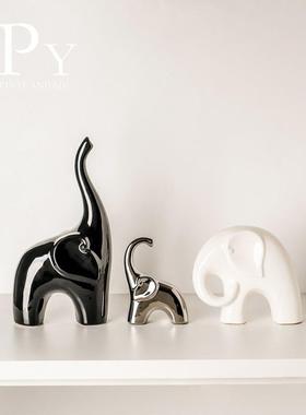 北欧现代高档轻奢酒柜象客厅乔迁送人工艺品餐边柜展示柜陶瓷摆件